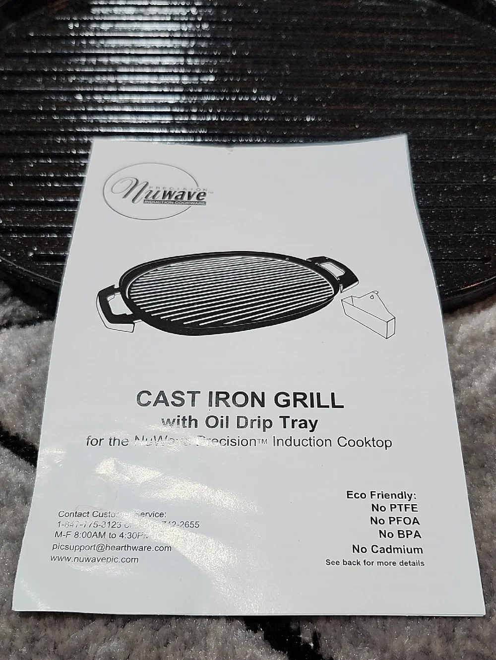 NUWAVE PRECISION INDUCTION CAST IRON GRILL #32021 NON-STICK